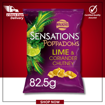The British Pantry Lime & Coriander Chutney Poppadoms – Sensations Sharing Snacks (82.5g)