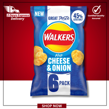 The British Pantry Mild Cheese & Onion Less Salt Crisps Multipack – 6 x 25g (150g)