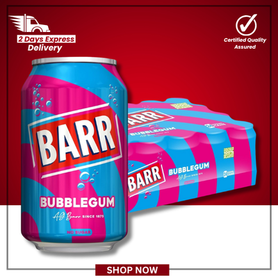 The British Pantry Barr Blue Bubblegum Soda – Sugar Free Sparkling Soft Drink – 24 x 330ml Cans