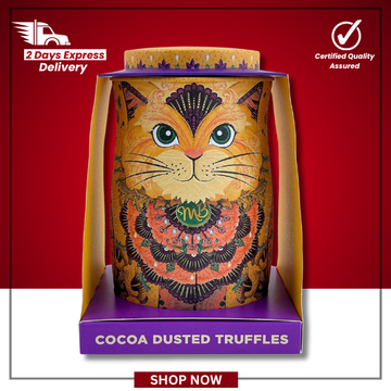 The British Pantry Savanna Gold Flutter Scotch Cocoa-Dusted Chocolate Truffles Cat Tin (135g)