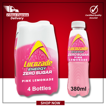 The British Pantry Lucozade Zero Pink Lemonade Energy Drink – 4 x 380ml
