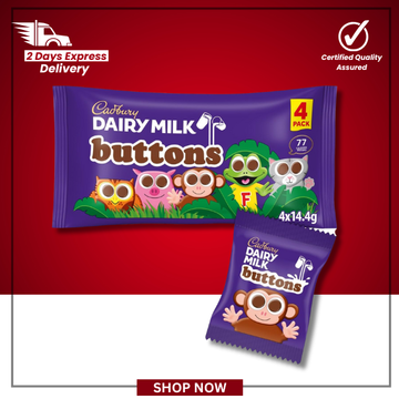 The British Pantry Cadbury Dairy Milk Milk Chocolate Buttons Treat-Size Bags – 4 × 14g (56g)