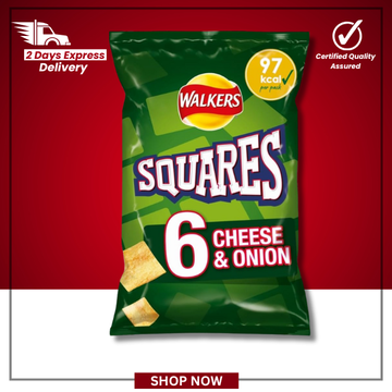 The British Pantry Walkers Squares Cheese & Onion Crisps Multipack – 6 x 22g (132g)