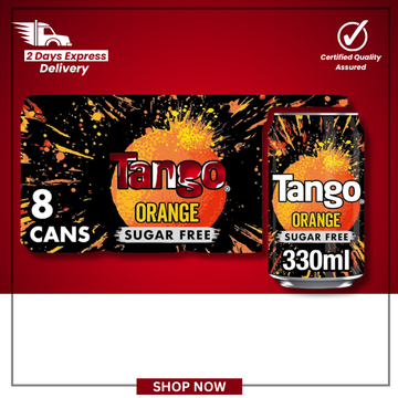 The British Pantry Tango Orange Sugar-Free Sparkling Soft Drink Cans – 8 x 330ml