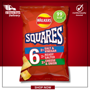 The British Pantry Walkers Squares Variety Potato Crisps Multipack – 6 x 22g