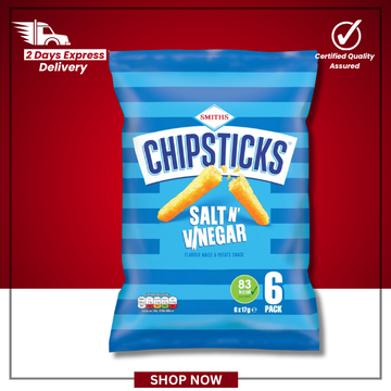 The British Pantry Smiths Chipsticks Salt & Vinegar Crisps Multipack – 6 x 17g (102g)
