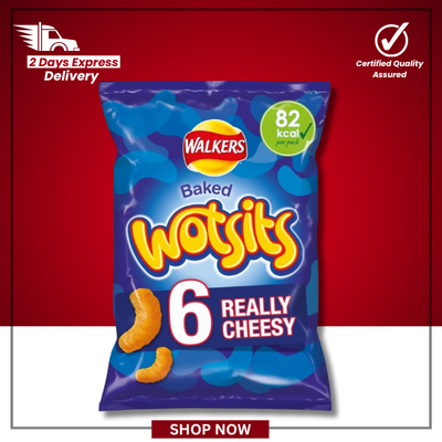 The British Pantry Walkers Wotsits Really Cheesy Corn Snacks – 99g (6 x 16.5g Multipack)