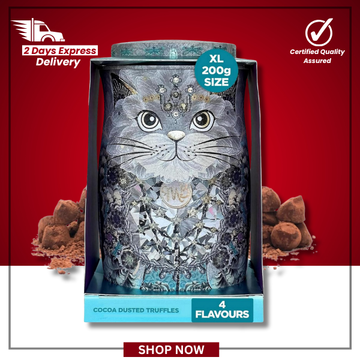 The British Pantry Diamond Empress Four-Flavour Chocolate Truffles Cat Tin (200g)