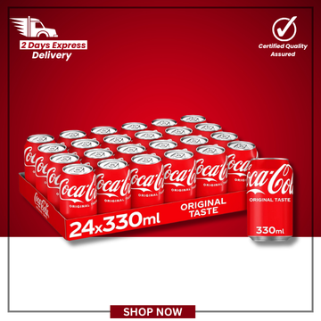 The British Pantry Coca-Cola Classic Original Cola Cans – 330ml (Pack of 24)