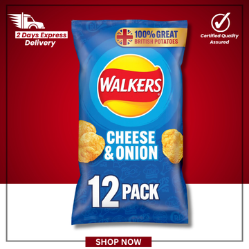 The British Pantry Walkers Cheese & Onion Potato Crisps Multipack – 12 x 25g (300g)