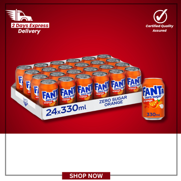 The British Pantry Fanta Orange Zero Sugar Sparkling Soft Drink Cans – 24 x 330ml