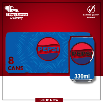 The British Pantry Pepsi Regular Cola Soft Drink – 8 x 330ml Cans