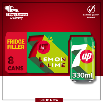 The British Pantry – 7UP Regular Lemon & Lime Sparkling Soft Drink – 8 x 330ml Cans