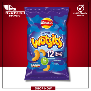 The British Pantry Walkers Wotsits Really Cheesy Corn Snacks Multipack – 12 x 16.5g (198g)