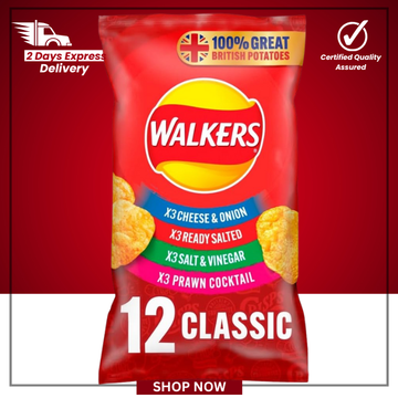 The British Pantry Classic Variety Potato Crisps Multipack – Walkers Crisps (12 x 25g)
