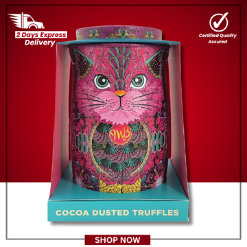 The British Pantry Persian Pink Choccy Scoffy Cocoa-Dusted Chocolate Truffles Cat Tin (135g)