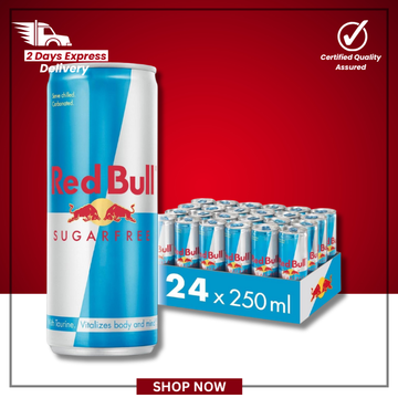 The British Pantry Red Bull Sugar Free Energy Drink Cans – 250ml (Pack of 24)