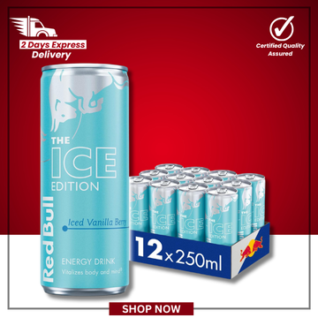 The British Pantry Red Bull Winter Edition Iced Vanilla Berry Energy Drink Cans – 250ml (Pack of 12)