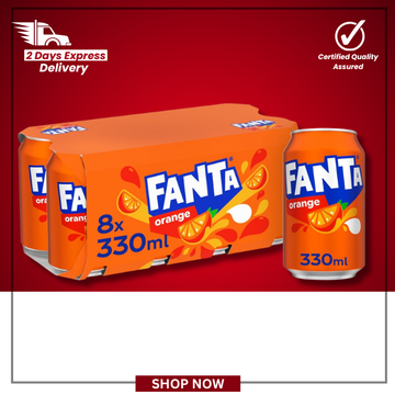 The British Pantry Fanta Orange Sparkling Soft Drink Cans – 8 x 330ml