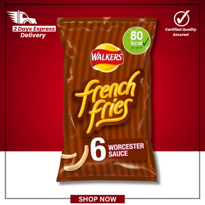 The British Pantry Walkers French Fries Worcester Sauce Potato Snacks – 108g (6 x 18g Multipack)