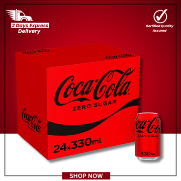 The British Pantry Coca-Cola Zero Sugar Cola Cans – 330ml (Pack of 24)