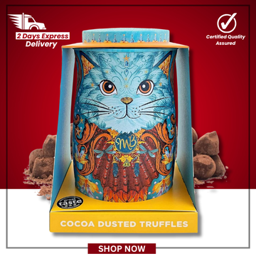 The British Pantry Spirit Blue Coconut Cocoa-Dusted Chocolate Truffles Cat Tin (135g)
