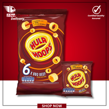 The British Pantry BBQ Beef Flavour Potato Rings Multipack – Hula Hoops (6 x 24g)
