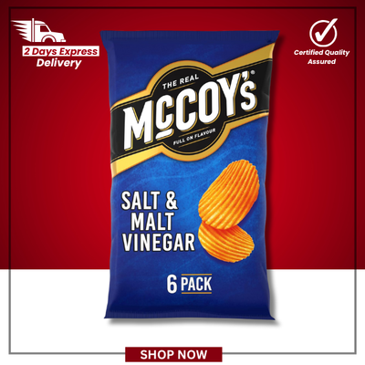 The British Pantry McCoy’s Salt & Malt Vinegar Ridge Cut Crisps – 150g (6 Pack)