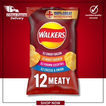 The British Pantry Meaty Variety Potato Crisps Multipack – Walkers Crisps (12 x 25g)
