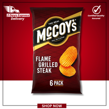 The British Pantry McCoy’s Flame Grilled Steak Ridge Cut Potato Crisps Multipack – 6 x 25g (150g)