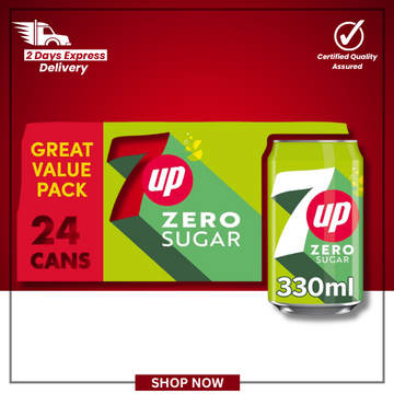 The British Pantry 7UP Zero Lemon & Lime Sparkling Soft Drink Cans – 24 x 330ml