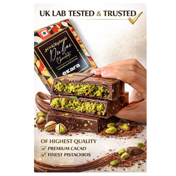The British Pantry Velafee Pistachio Kunafa Milk Chocolate Bar – 200g