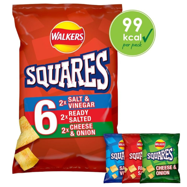 The British Pantry Walkers Squares Variety Potato Crisps Multipack – 6 x 22g