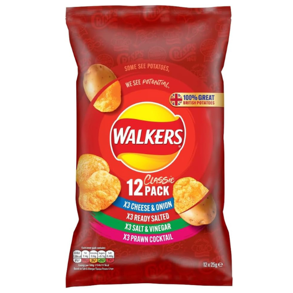 The British Pantry Classic Variety Potato Crisps Multipack – Walkers Crisps (12 x 25g)