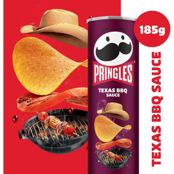 The British Pantry Texas BBQ Sauce Potato Crisps – Pringles Sharing Tube, 185g