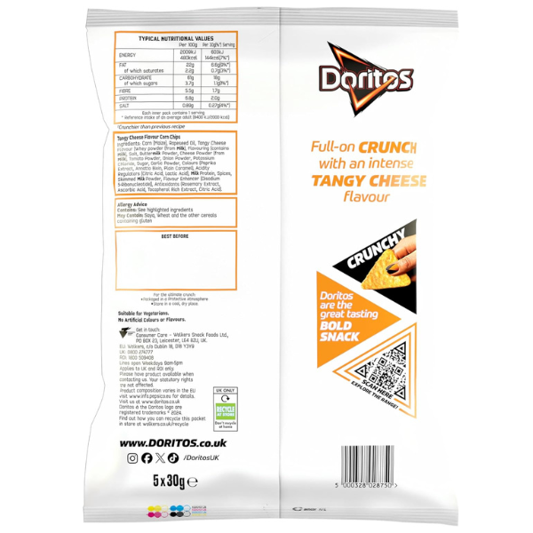 The British Pantry Tangy Cheese Tortilla Chips Multipack – Doritos, 5 x 30g