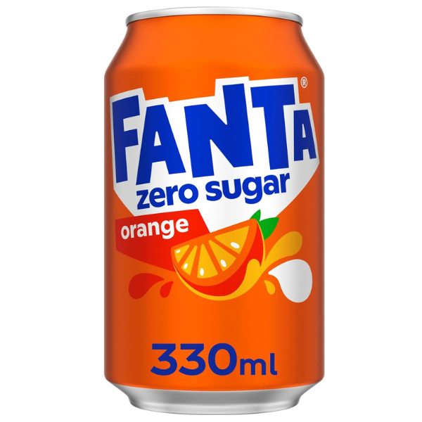 The British Pantry Fanta Orange Zero Sugar Sparkling Soft Drink Cans – 24 x 330ml