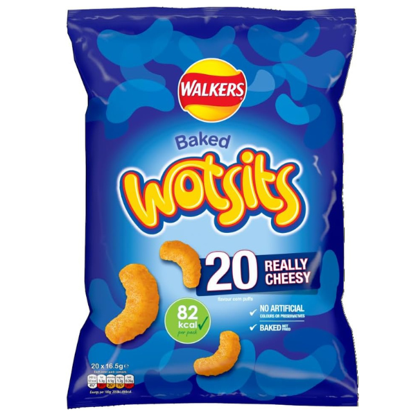 The British Pantry Really Cheesy Corn Snacks Multipack – Walkers Wotsits (20 x 16.5g)
