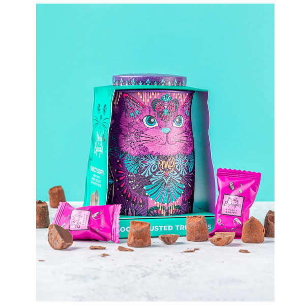 The British Pantry Violet Rebel Cocoa-Dusted Chocolate Truffles Cat Tin (135g)