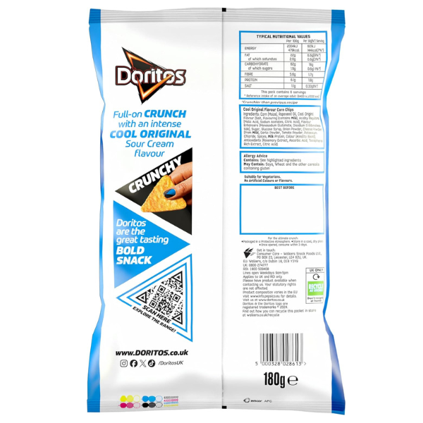 The British Pantry Cool Original Tortilla Chips – Doritos Sharing Crisps, 180g