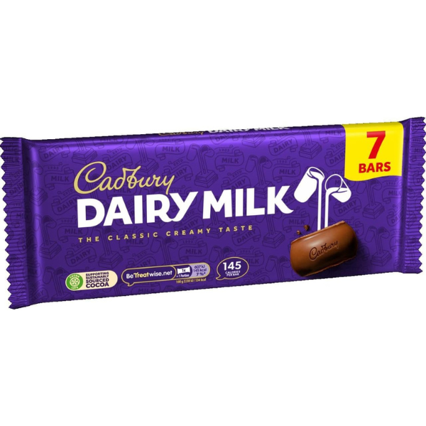 The British Pantry Cadbury Dairy Milk Classic Milk Chocolate Bar Multipack – 7 × 27.2g (190.4g)