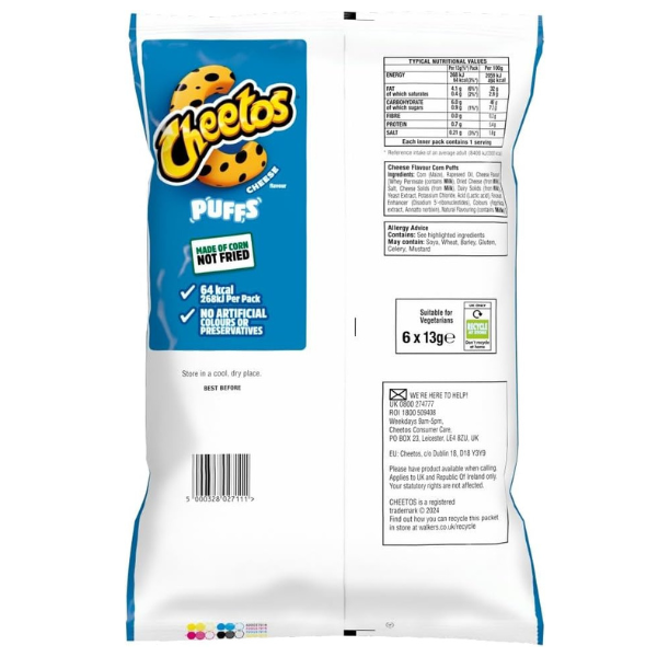The British Pantry Cheetos Cheese Puffs Multipack – 6 x 13g (78g)