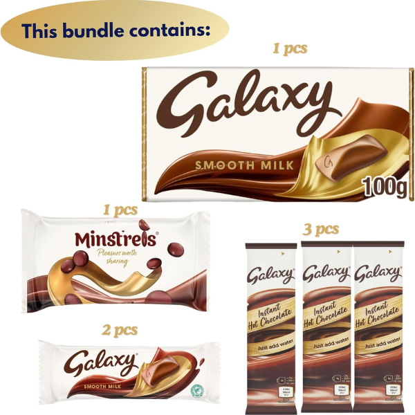 The British Pantry Galaxy Milk Chocolate Assorted Gift Box – 5 Treats (4-inch Bars)