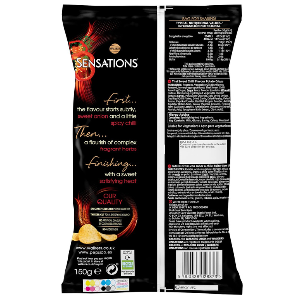 The British Pantry Thai Sweet Chilli Potato Crisps – 150g Sharing Bag