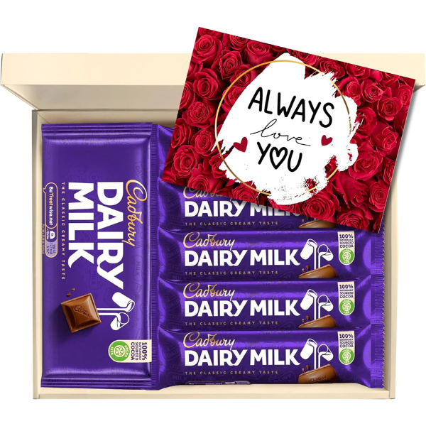 The British Pantry Dairy Milk Chocolate Gift Hamper Box (6 Full-Size Bars)
