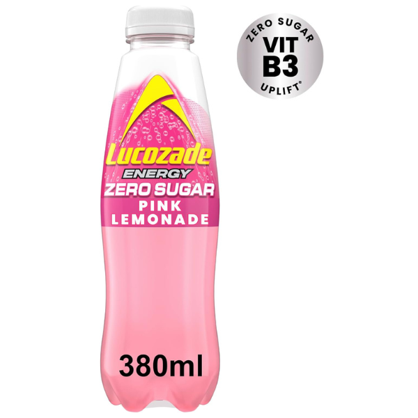 The British Pantry Lucozade Zero Pink Lemonade Energy Drink – 4 x 380ml