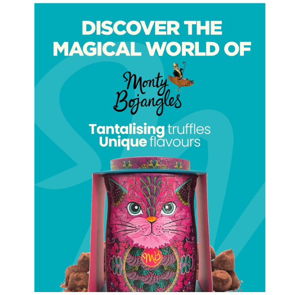 The British Pantry Persian Pink Choccy Scoffy Cocoa-Dusted Chocolate Truffles Cat Tin (135g)