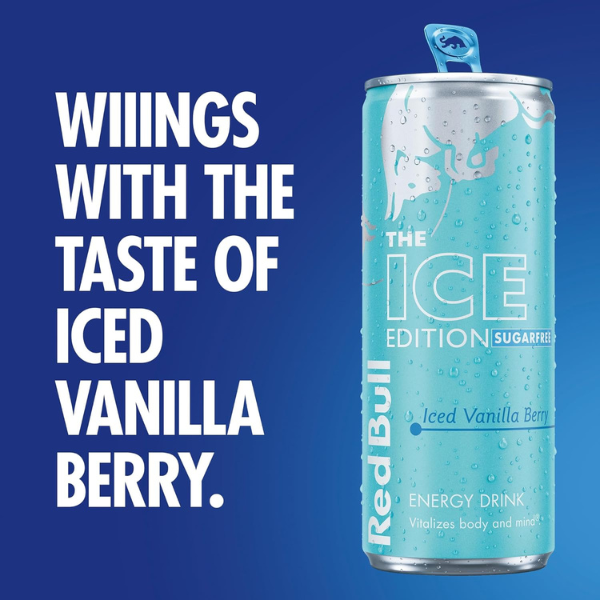 The British Pantry Red Bull Sugar Free Winter Edition Iced Vanilla Berry Energy Drink Cans – 250ml (Pack of 4)