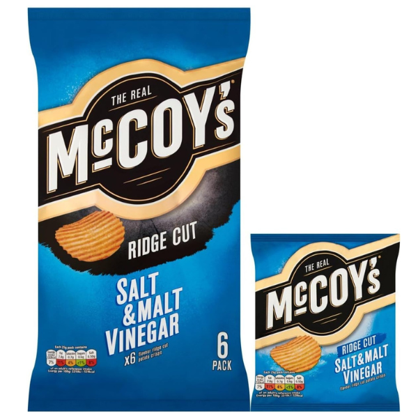 The British Pantry McCoy’s Salt & Malt Vinegar Ridge Cut Crisps – 150g (6 Pack)